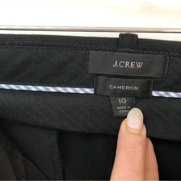 J. Crew Cameron fit Black trouser flat front cropped style faux front pocket 10 - Picture 2 of 7
